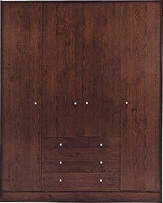 Create your ideal bedroom with the stylish Malibu collection. This four door wardrobe will keep all your clothes neatly stored away and the three drawers provide extra space for folded garments. Finished in a wenge effect. it is sure to blend in effo