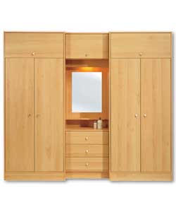 Beech effect. 2 double wardrobes with hanging rail