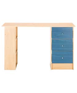 Malibu Desk with 3 Drawers - Blue