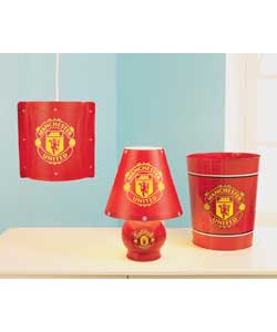 Unbranded Man United 3 Piece Lamp, Bin and Pendant Set - Red