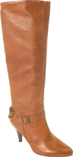 Leather high leg boots with chain detail on back. The Mane boots have an almond toe and high stack h