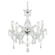 The Maria Therese 5-light chandelier adds a bit of elegance to your home. This ceiling light is in p