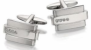 Beautifully designed 10 x 20mm cufflinks - the central bar has a polished finish and is set with four czech crystals, the two outer bars have a matt finish with a swivel bar fitting.
