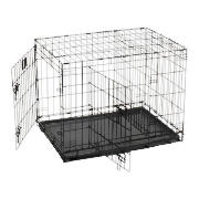 This convenient double-door pet crate is great for home training and travel as it folds flat. It inc