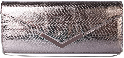 Unbranded Melanie snakeskin print metal clutch bag