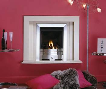 Marble fireplace
Available in either black granite or marfil
Fire not included