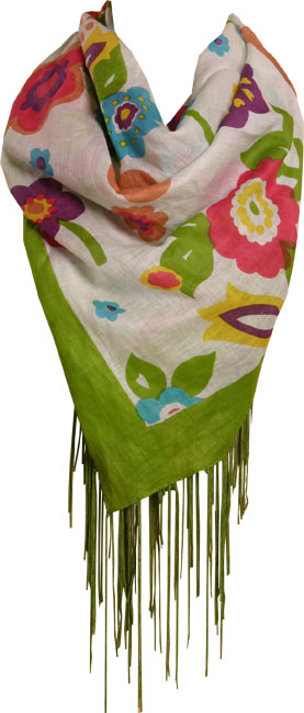 Unbranded Melina Flower Print Scarf with Tassles