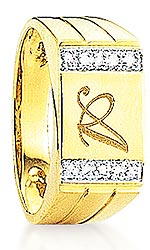 Mens 9ct diamond-set Initial Signet Ring