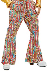 Swirling flares from the age of the lava lamp. These way out psychodelic trousers are zany enough