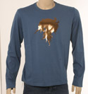 Mens Paul Smith Mid Blue with Gold Unicorn Long Sleeve T-Shirt