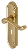 Meridian lever lock brass handles. Dimensions of plate are 170x47mm. This set includes spindle and s