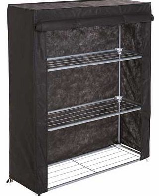 An ideal storage solution for any bedroom or living room. this black unit is a durable construction made with a steel metal frame. The 3 shelf system allows you to position your items conveniently. before dropping the canvas cover to ensure they are 