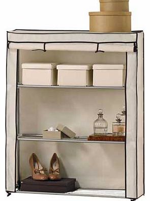 Unbranded Metal and Polycotton 3 Shelf Storage Unit - Cream