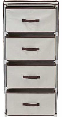 Unbranded Metal and Polycotton 4 Drawer Storage Unit - Cream