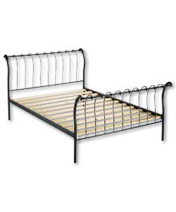 Metal Double Bedstead in Sleigh Style Design - Frame Only