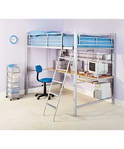 Metal Double High Sleeper with Workstation