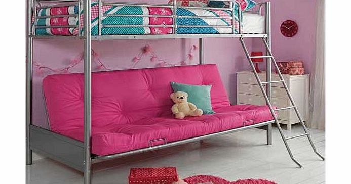 Unbranded Metal Fuchsia Futon Bunk Bed with Bibby Mattress
