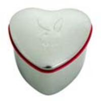 Heart shaped Playboy trinket tin with embossed rabbit head design on the lid Size: Medium Colour:
