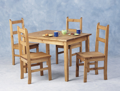 THE EXTREMELY COMPETITIVE AND COMPACT 44x32 DINING TABLE WITH FOUR CHAIRS MAKES THE POPULAR MEXICAN