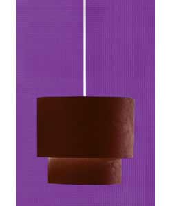 Non-electrical faux suede pendant.Easy to fit.Drop 24cm.Shade Diameter 25cm.Requires 1 x 100 watt BC