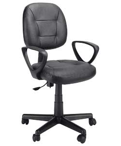 Unbranded Mid-Back Leather Faced Swivel Office Chair - Black