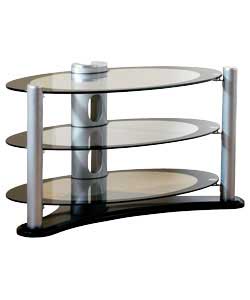 Suitable for most TVs upto 32in. Constructed of glass, steel and MDF. 3 toughened glass shelves