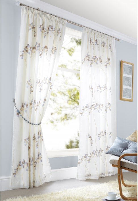 Unbranded Midsummer Blue Lined Voile Curtains