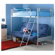 Unbranded Mika Silver Effect Futon Bunk, Cool Blue Double