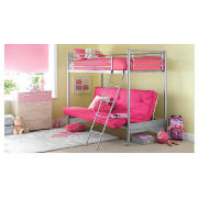 Unbranded Mika Silver Effect Futon Bunk, Hot Pink Double