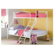 Unbranded Mika Triple Bunk Bed, White with Comfykids Pink