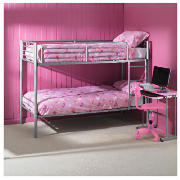 Unbranded Mika Twin Bunk Bed, Silver with Comfykids Pink