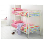 Unbranded Mika Twin Bunk Bed, Vanilla with Comfykids Pink