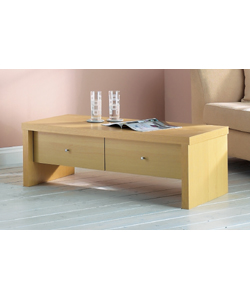 Beech effect. Hollowboard sides and top with particle board drawers. Size (L)115, (W)50, (H)40cm