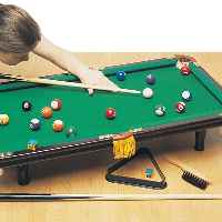 The only difference between this and the pub`s pool table is the size! The base and cues are