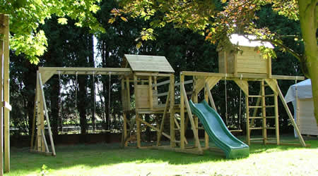 Manufactured in England, the Mini-Fort Amazon MKII + High Tower MKII is a great climbing frame