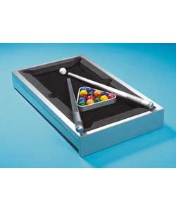 Mini pool table with two cue sticks and one set of
