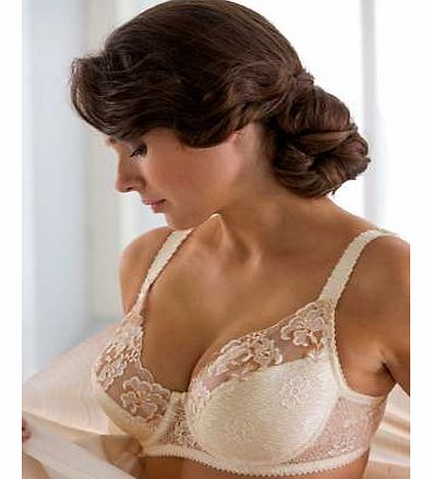Underwired bra with padded under cups. Features elegant lace all around and beautiful embroidery on the upper cups. Miss Mary of Sweden Bra Features: Decorative stretch straps, back adjustable Hook and eye fastening Hand wash 54% Elastane, 30% Viscos