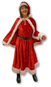 Going Carol Singing?  Helping Santa out?  You`ll stay pretty snug in this velvety red dress complete