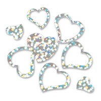Mixed small and medium holographic heart confetti