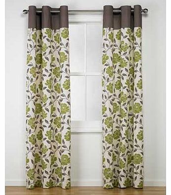 These eye-catching flower print unlined ring top curtains will add an elegant pop of colour to any room. The green block