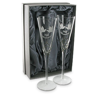 Unbranded Modern Happy Anniversary Pair of Champagne Flutes