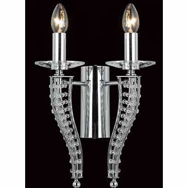 Unbranded Montreal Crystal Bead Twin Wall Light - Chrome