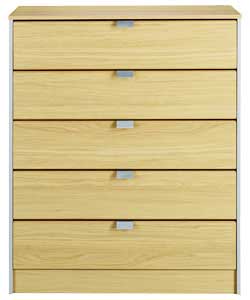 Monza 5 Wide Drawer Chest - Oak