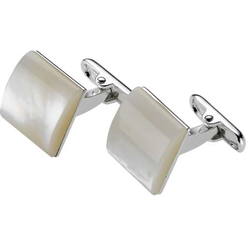 Spice up your shirt with these mighty fine mother of pearl cufflinks. Material: Silver plated with m
