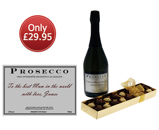 Unbranded Mothers Day Prosecco and Chocolate Classic Label