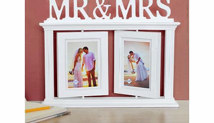 This fabulous White Rustic Wooden Table Top Mr and Mrs Swivel Photo Frame makes the perfect gift for a special couple who are getting married in which to display precious photos from their day.This unusual photo frame is made from wood which has a wh