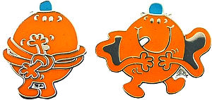 A fun set of orange painted metal Mr Tickle cufflinks from the Mr Men series!