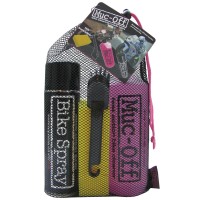 Muc Off Mesh Gift Pack contains:    Muc Off 1Ltr bike cleaner  Muc Off 500ml bike spray  Cleaning