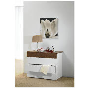 Unbranded Mugello 4 Drawer Chest, White/Dark Walnut Finish