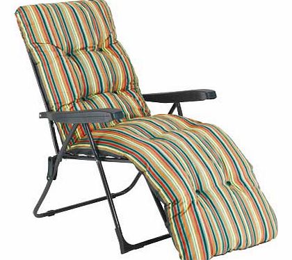 This great-value tubular steel recliner has 6 adjustable movements to provide optimum comfort. combined with a plump padded cushion. Made from steel. Cushions made from cotton. Multi-position back rest adjustable to 6 different positions. Automatic f